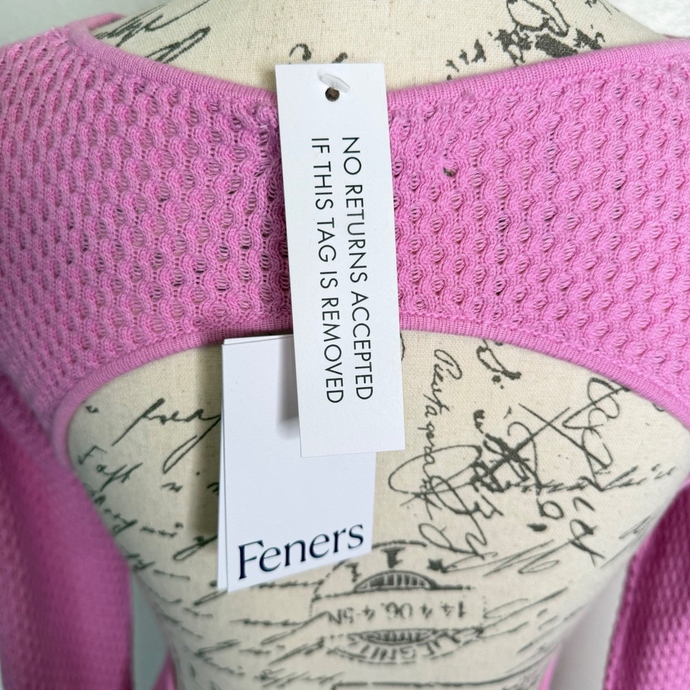 Feners Mitjatarda Pink Waffle Knit Open Back Maxi Dress Long Sleeve Small NWT - Picture 4 of 7